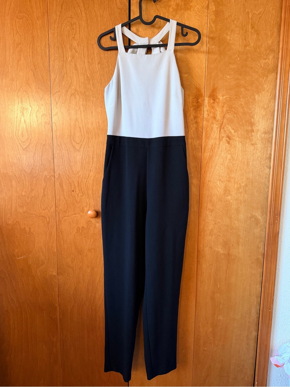 Vince Camuto Ivory & White Halter Jumpsuit